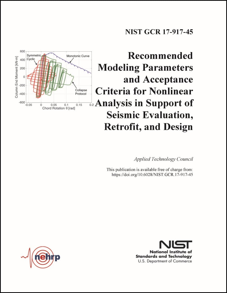Recommended Modeling Parameters and Acceptance Criteria for Nonlinear Analysis in Support of Seismic Evaluation, Retrofit, and Design